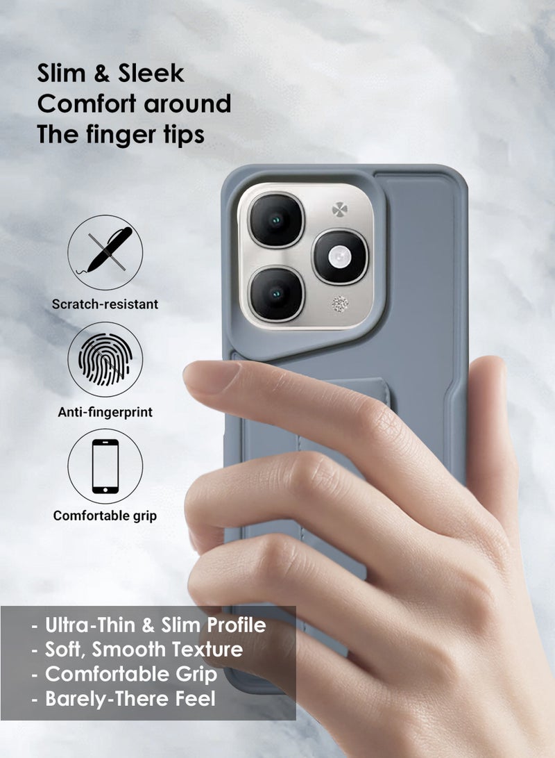 Itel A90 Hand Grip Case Cover - Magnetic Hand Grip Holder & Kickstand Case For Itel A90 - Strong Grip for Magnetic Car Holder, Stylish Silicone Case & Functional, Ultimate Convenience & Hands-Free Viewing - Grey - Image 5